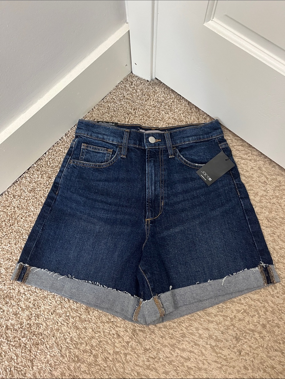 Joe's Jeans Rolled 5 Inch Latvia Dark Blue Denim Cuffed Shorts NWT - Size 27